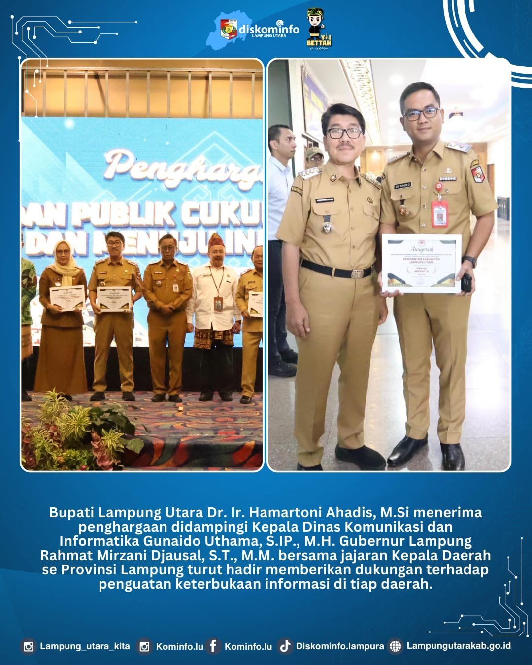 Pemkab Lampung Utara Raih Predikat Menuju Informatif pada Anugerah Keterbukaan Informasi Publik 2025