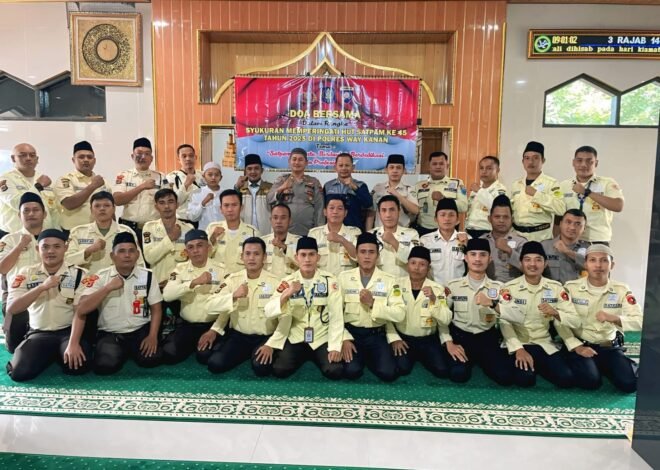 HUT Satpam Ke – 45, Polres Way Kanan Gelar Doa Bersama di Masjid Darul Fattah