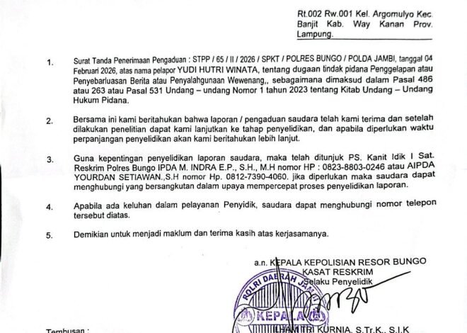 Diduga Salahgunakan Jabatan, Datuk Rio Desa Gapura Suci Diselidiki Polres Bungo