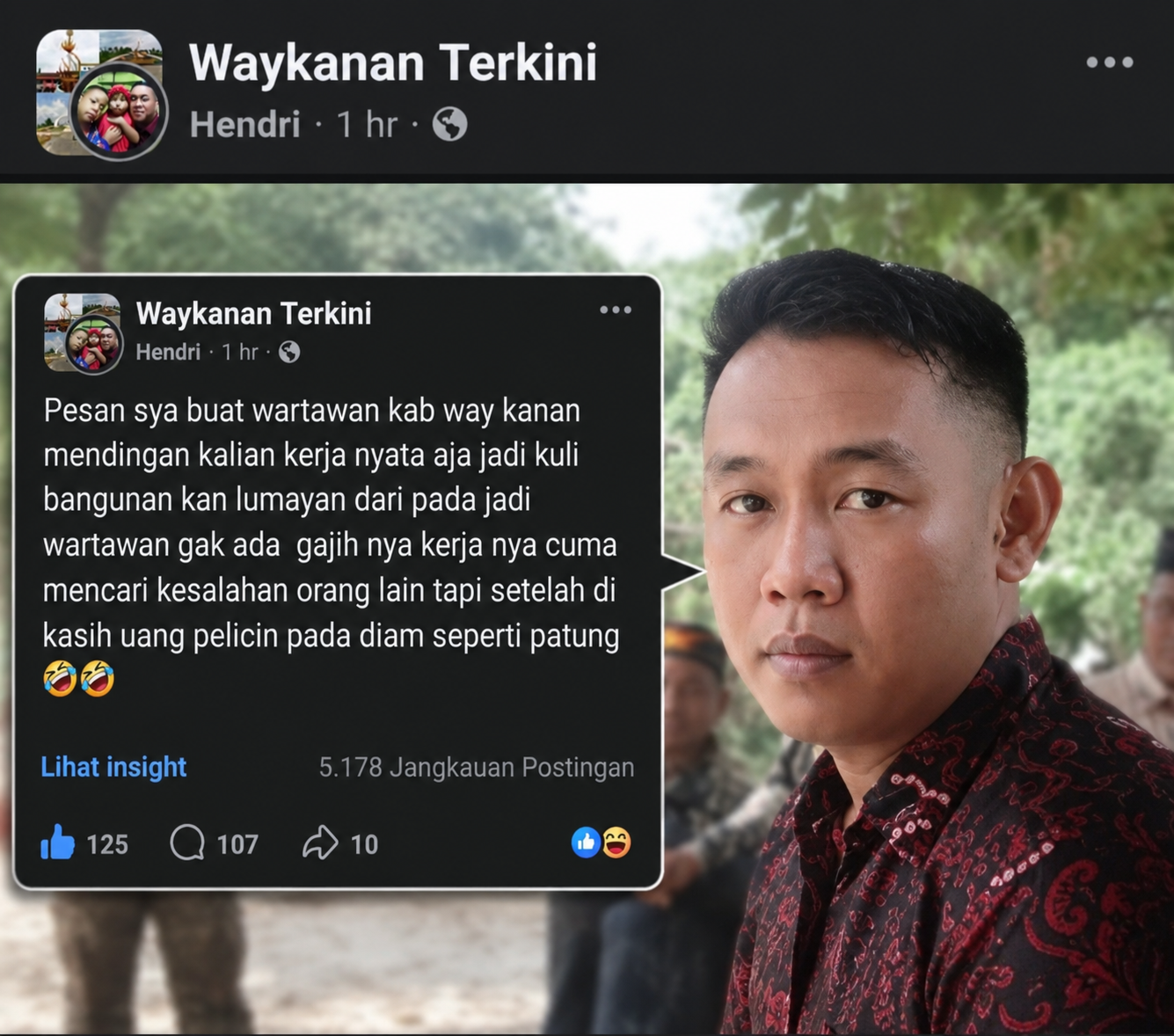 Tuduh Wartawan Terima Suap, Hendri Diminta Buktikan Ucapan atau Hadapi UU ITE
